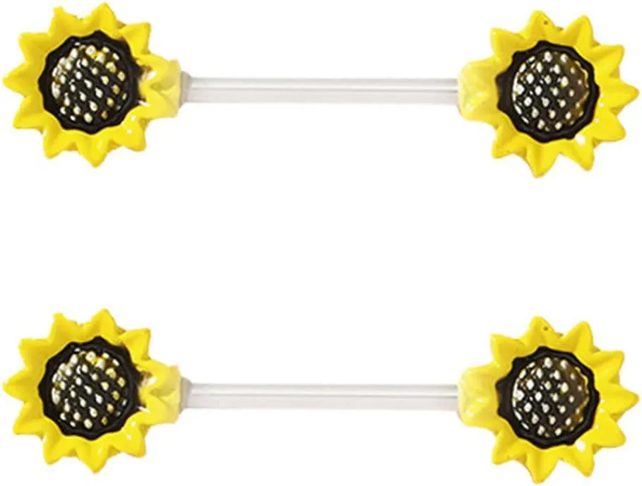 14G Stainless Steel Nipple Rings Sunflower Straight Barbell Bars Tongue Ring 16mm(5/8Inch) Body Piercing Jewelry