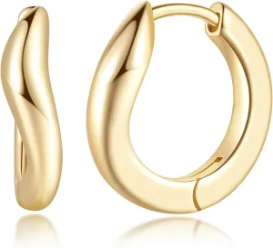 14K Gold Earrings 14K Gold Hoop Earrings for Womens Earring Elegant Small Huggie Hoop Earring for Women 18mm