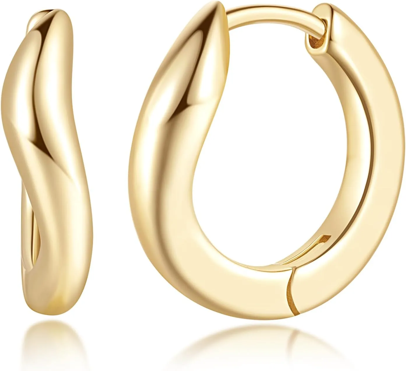 14K Gold Earrings 14K Gold Hoop Earrings for Womens Earring Elegant Small Huggie Hoop Earring for Women 18mm