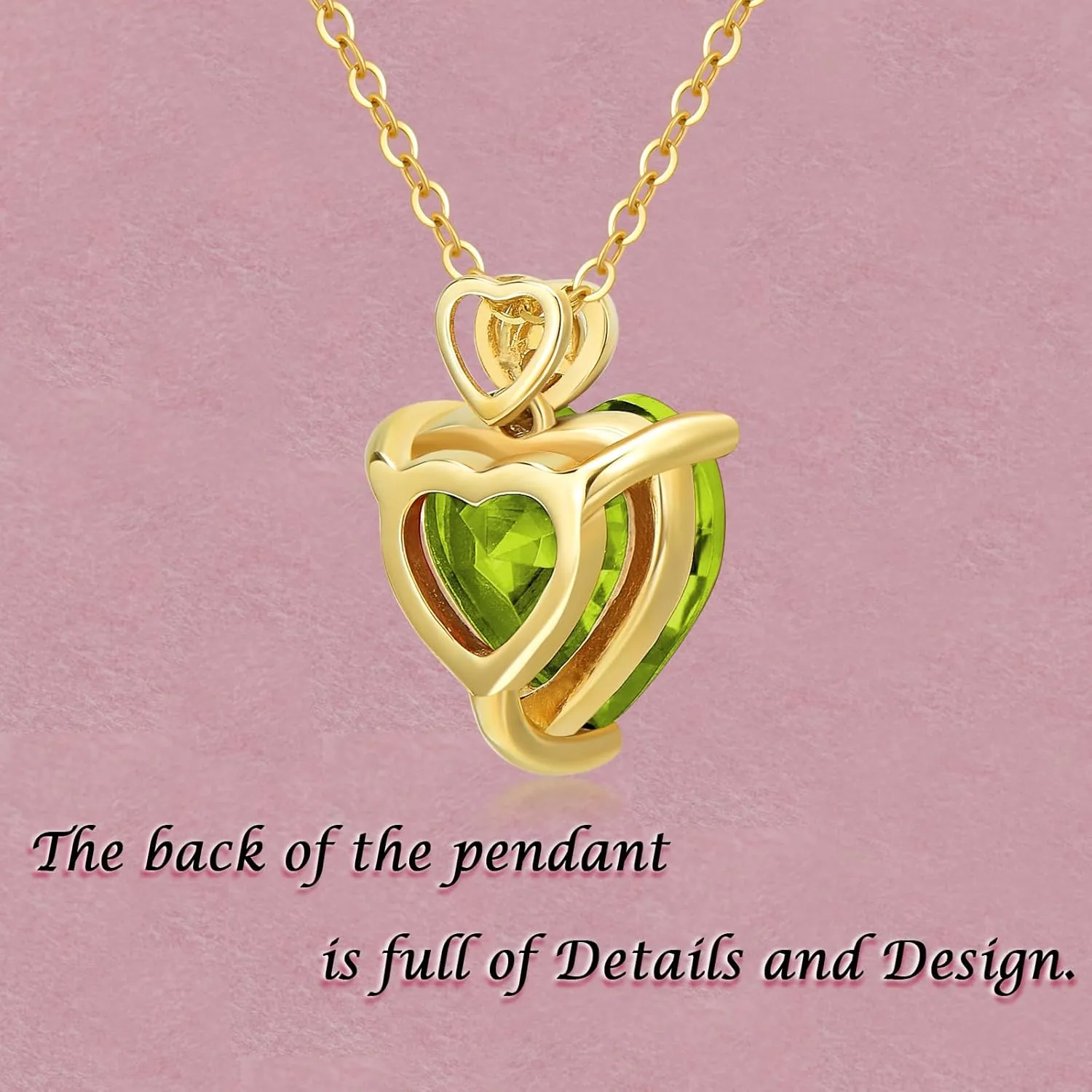 14k Gold Love Heart Gemstone Birthstone Necklaces for Women 3 Carat Heart-cut Created Birthstone Anniversary Birthday Mother's Day Pendant for Her 16 1 1 inch
