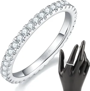 14K Gold Plated- Cubic Zirconia Simulated Diamond Stackable Rings Eternity Bands/Silver Rings, Gold Rings for Women- 1.5mm, 2mm Stacking Rings for Oura Gen 4/Oura Gen 3, Size 4-12