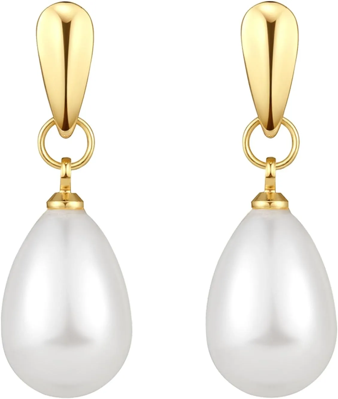 14k Gold Plated Lightweight Pearl Earrings,Trendy Jewelry,Teardrop Hoop Earrings for Women,Pearl Drop Earrings,Elegant Jewelry for Gifts