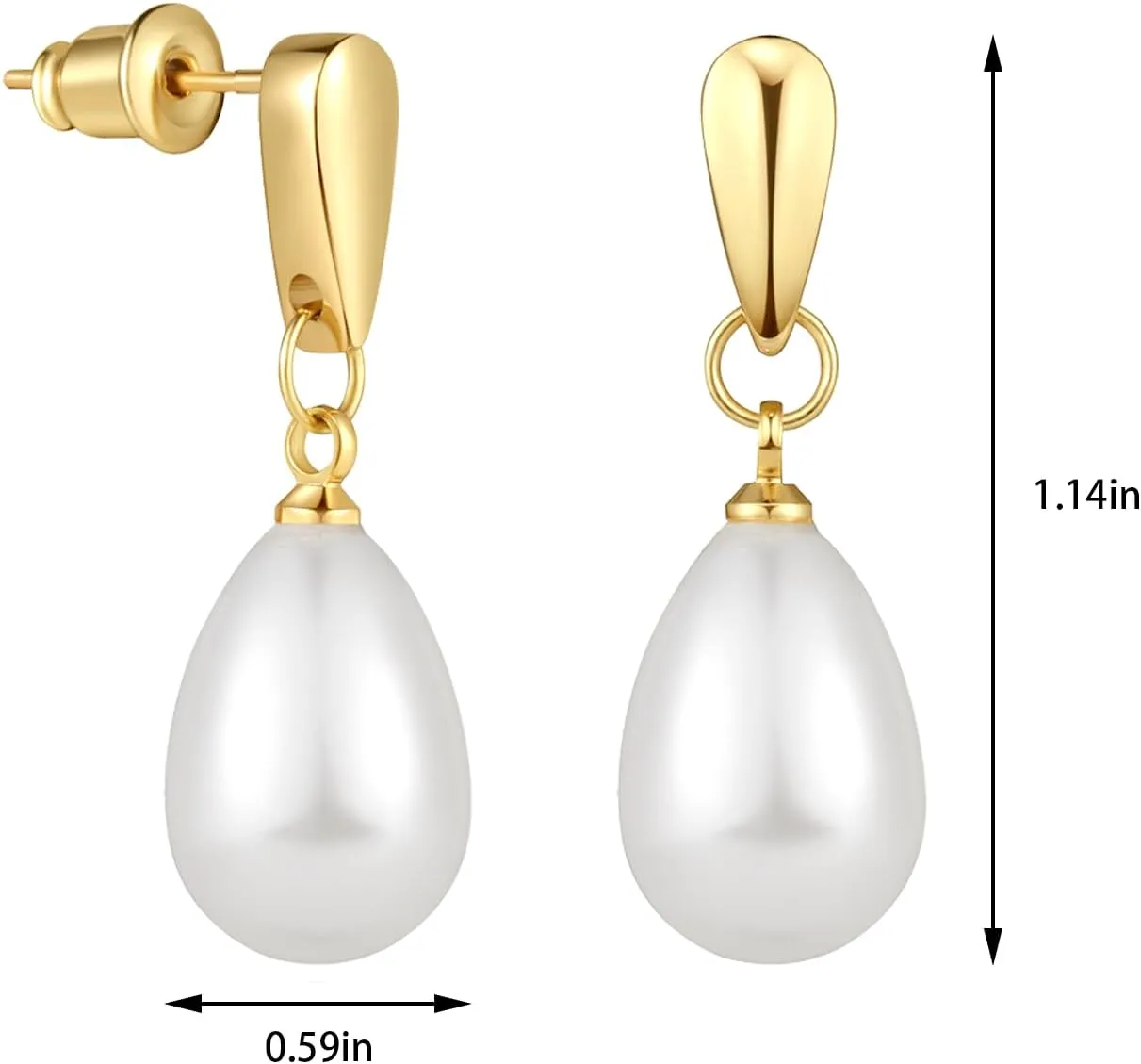 14k Gold Plated Lightweight Pearl Earrings,Trendy Jewelry,Teardrop Hoop Earrings for Women,Pearl Drop Earrings,Elegant Jewelry for Gifts