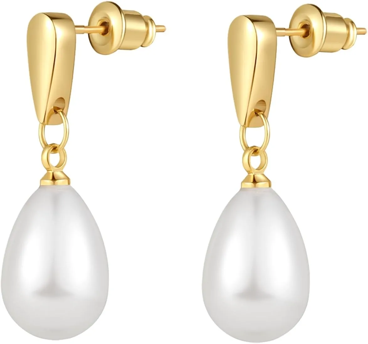 14k Gold Plated Lightweight Pearl Earrings,Trendy Jewelry,Teardrop Hoop Earrings for Women,Pearl Drop Earrings,Elegant Jewelry for Gifts
