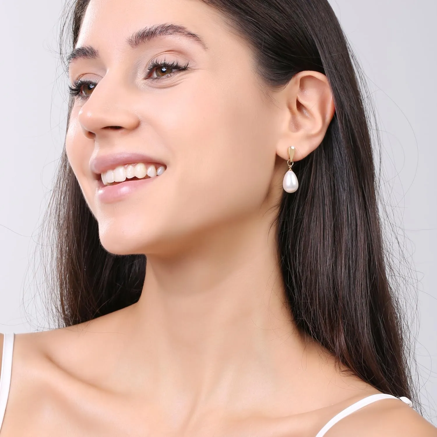 14k Gold Plated Lightweight Pearl Earrings,Trendy Jewelry,Teardrop Hoop Earrings for Women,Pearl Drop Earrings,Elegant Jewelry for Gifts