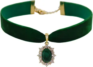 14K Gold Plated Sapphire Imitation Velvet Choker Necklace for Women Thick Chokers Birthstone Chocker Vintage Pendant Necklaces Chockers for Women Teen Girls Princess Costume Jewelry Aesthetic
