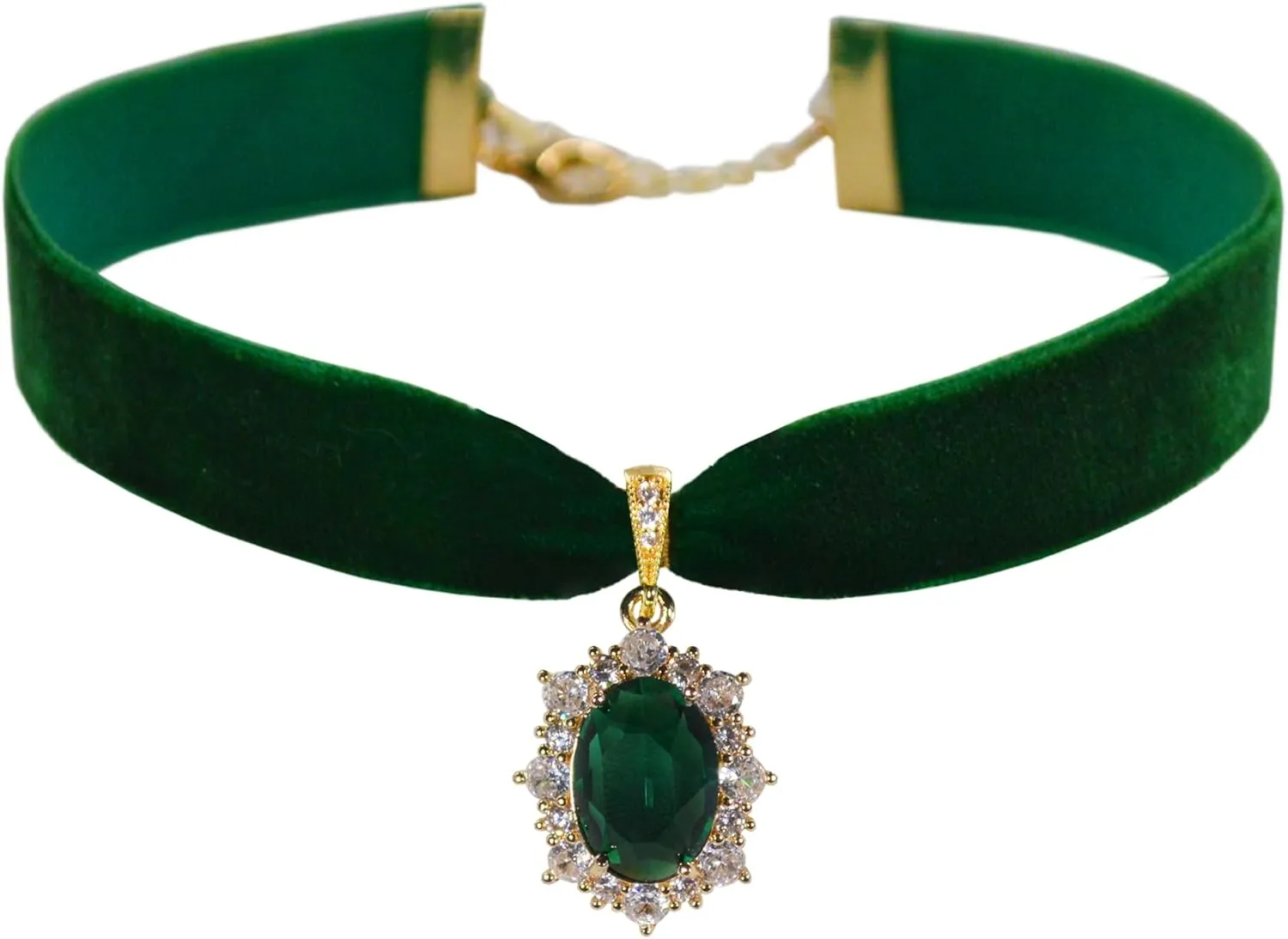 14K Gold Plated Sapphire Imitation Velvet Choker Necklace for Women Thick Chokers Birthstone Chocker Vintage Pendant Necklaces Chockers for Women Teen Girls Princess Costume Jewelry Aesthetic
