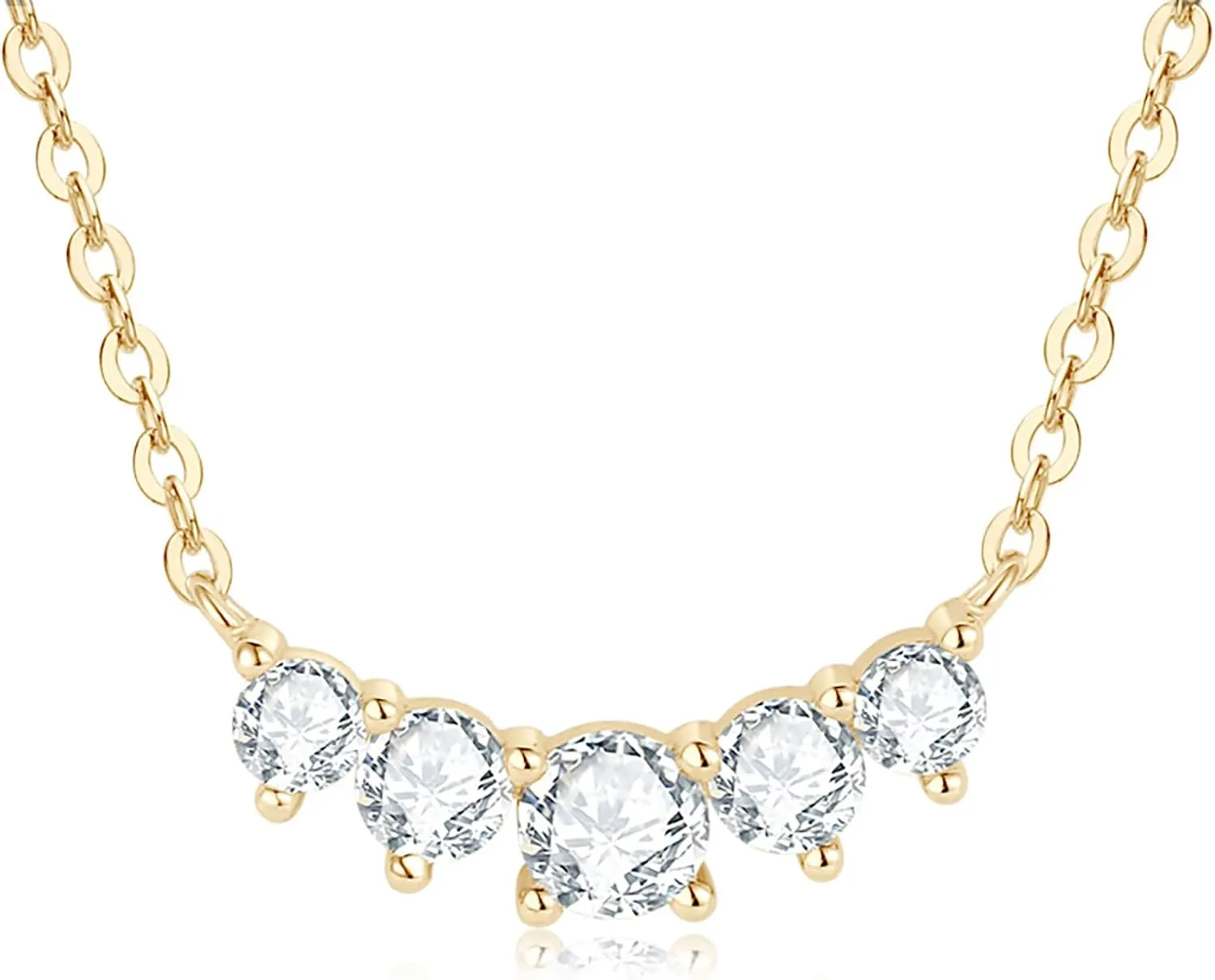14K Gold Smiling Face 0.58ct Diamond Necklace for Women,VVS1 Round Cut D-color (Chain Length: 15.75 1.97 ")