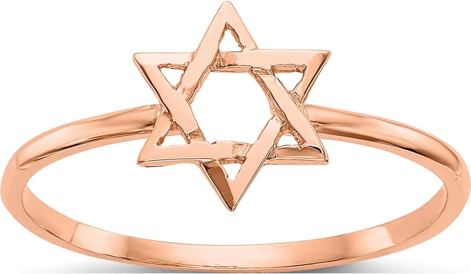 14K Rose Gold Polished Star Of David Ring - Jewelry By Sweet Pea