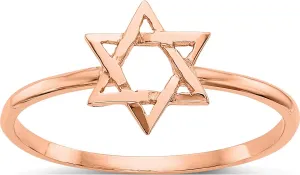 14K Rose Gold Polished Star Of David Ring - Jewelry By Sweet Pea