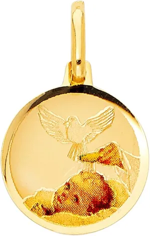 14k Tri-Color Gold Holy Baptism Medallion Pendant Jesus Catholic Polished Charm