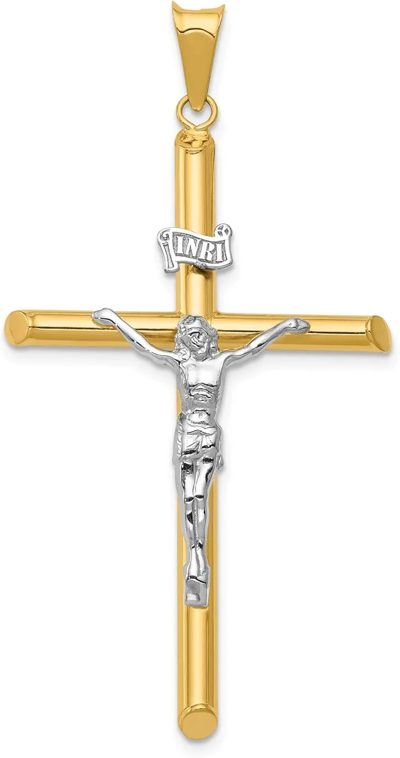 14k Two-Tone Polished Jesus Crucifix Pendant, 14k Two-tone