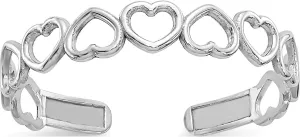 14K White Gold Polished Cut Out Hearts Toe Ring - Jewelry By Sweet Pea