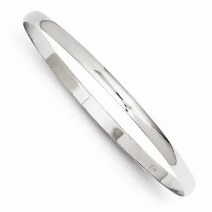 14K White Gold Solid Polished Half-Round Slip-On Bangle Bracelet