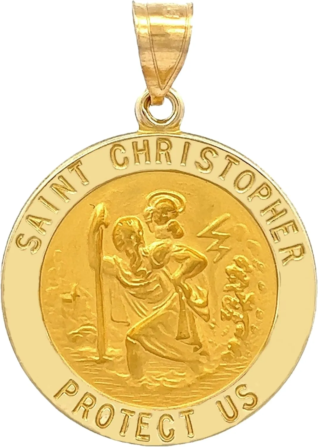 14k Yellow Gold and White Gold Polished Saint Christopher Pendant Medals