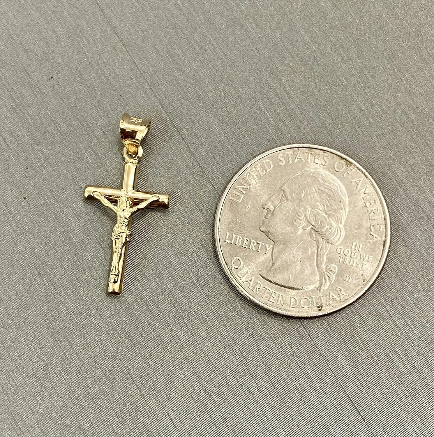 14K Yellow Gold Jesus Engraved Cross Pendant - Crucifix Charm Polish Finish - Handmade Spiritual Symbol - Gold Stamped Fine Jewelry - Great Gift for Men & Women