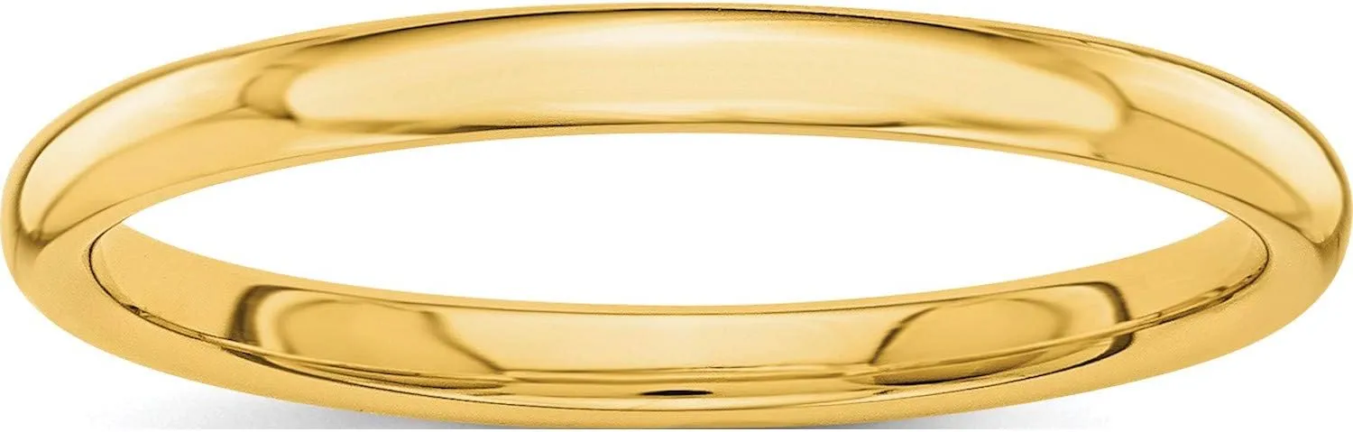 14K Yellow Gold Polished 2mm Band (Width=2) - Jewelry By Sweet Pea