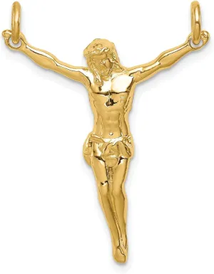 14k Yellow Gold Polished Jesus Corpus Pendant 35 mm x 25 mm