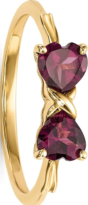 14K Yellow Gold Polished Rhodolite Bow Ring - Jewelry By Sweet Pea