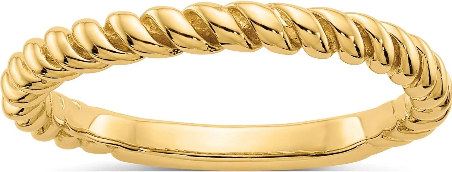 14K Yellow Gold Polished Twisted Band - Jewelry By Sweet Pea
