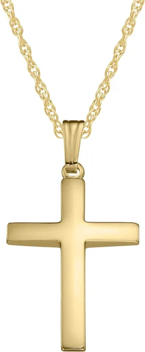 14KT Gold-Filled Solid Domed Polished Cross Pendant Necklace, 18"", Yellow