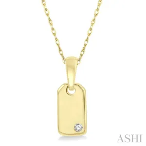 1/50 Ctw Round Cut Diamond Tag Pendant With Chain in 10K Yellow Gold 1/50 Ctw Round Cut Diamond Tag Pendant With Chain in 10K Yellow Gold