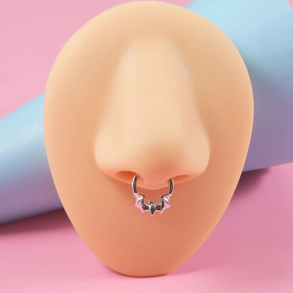 16G Bat Septum Rings Cartilage Hoop Earrings for Women Men 8mm Stainless Steel Hoop Nose Rings Helix Conch Tragus Earrings Bat Body Piercing Jewelry