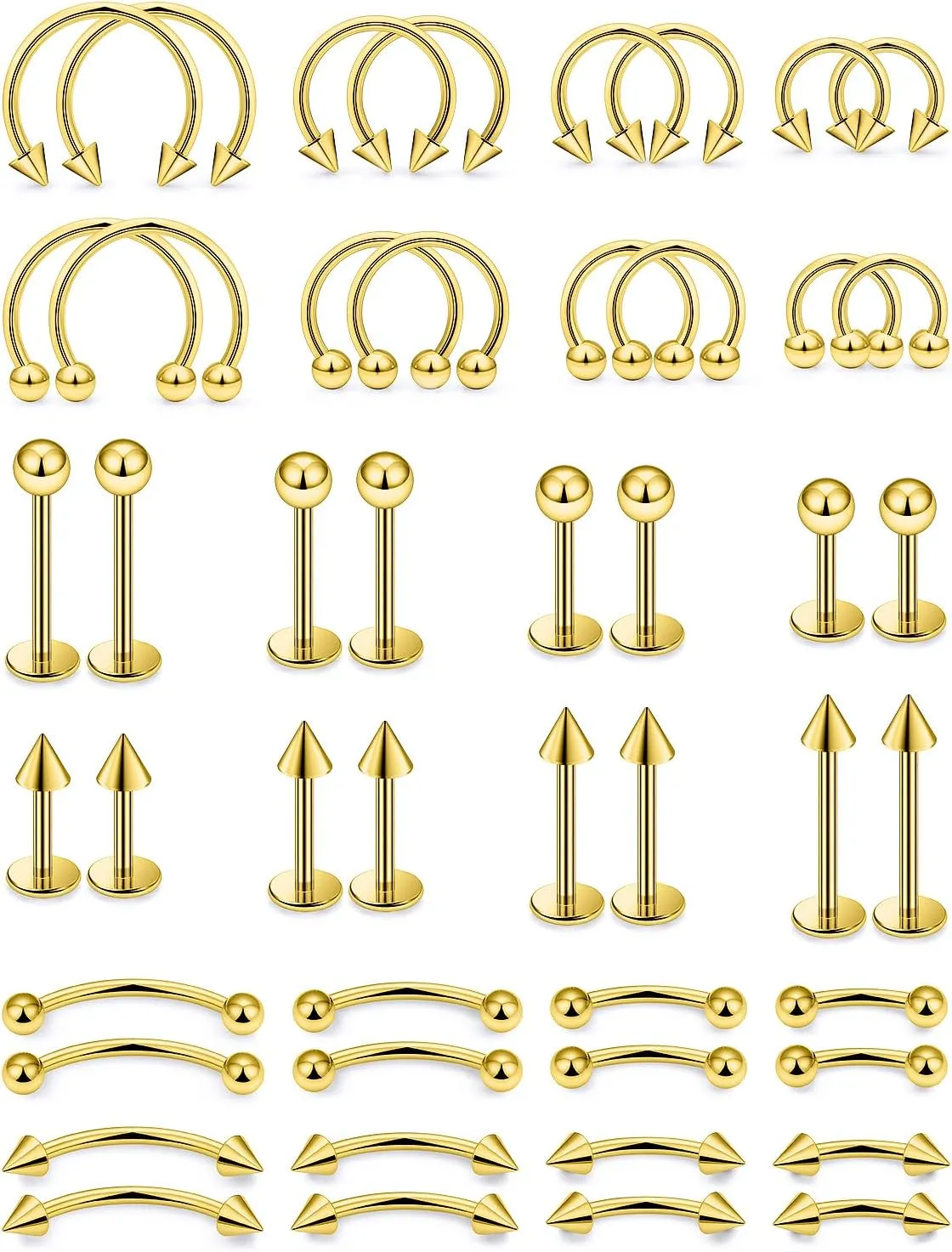 16G Lip Rings Vertical Labret Jewelry Monroe Lip Barbell Ring Medusa Snake Bite Piercing Jewelry Snug Daith Rook Conch Tragus Helix Cartilage Earring Piercing Jewelry for Women Men 48 Pcs