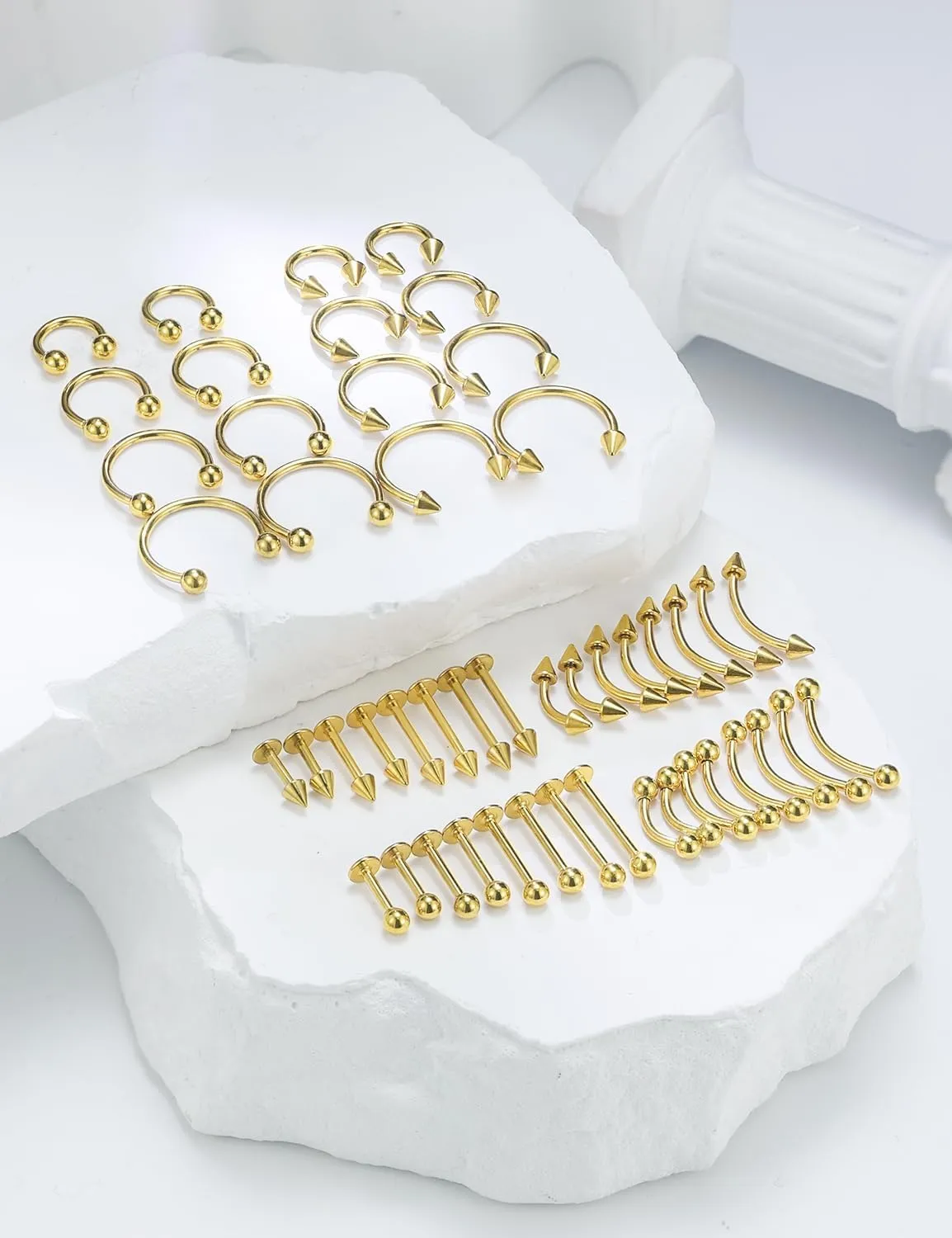 16G Lip Rings Vertical Labret Jewelry Monroe Lip Barbell Ring Medusa Snake Bite Piercing Jewelry Snug Daith Rook Conch Tragus Helix Cartilage Earring Piercing Jewelry for Women Men 48 Pcs