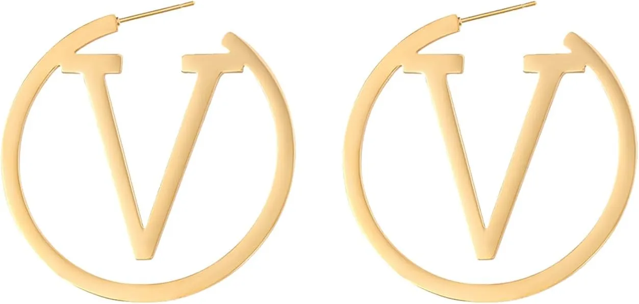 18K Gold Luxury Letter Earrings for Women and Sisters | Valentines Day, Birthday Gifts, Elegant Accessories for Any Occasion