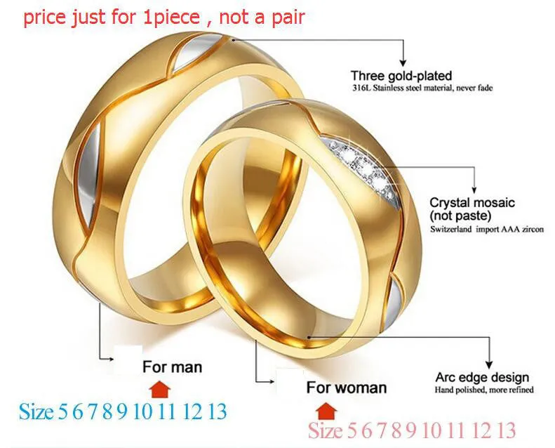 18K Gold Plated Cubic Zirconia Couple Wedding Ring