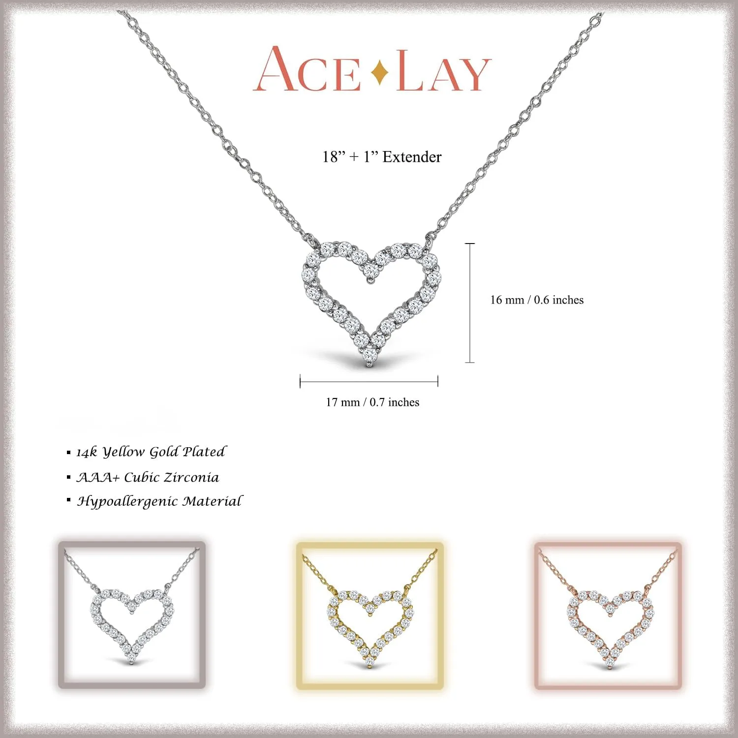 18k Gold Plated Heart Necklaces For Women Filled With CZ Stones | Women's Jewelry Love Pendant Necklace