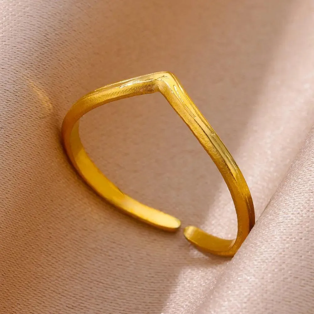 18K Gold Plated Stainless Steel Punk Couple Rings: Trendy Band Jewelry