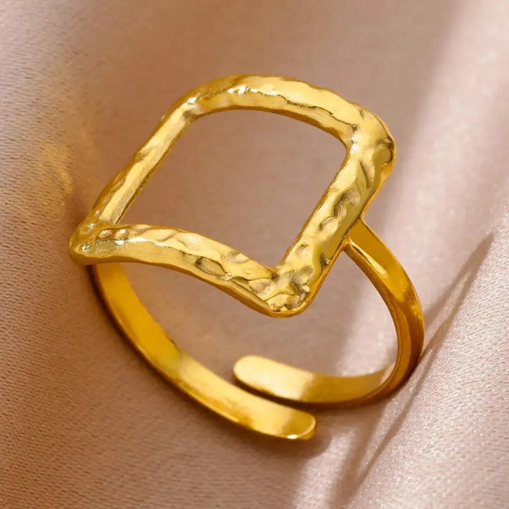 18K Gold Plated Stainless Steel Punk Couple Rings: Trendy Band Jewelry