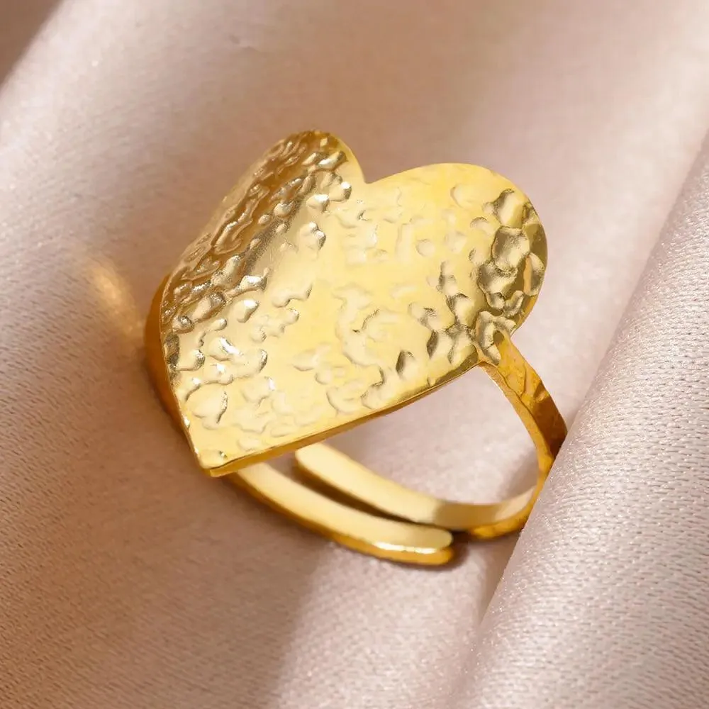 18K Gold Plated Stainless Steel Punk Couple Rings: Trendy Band Jewelry