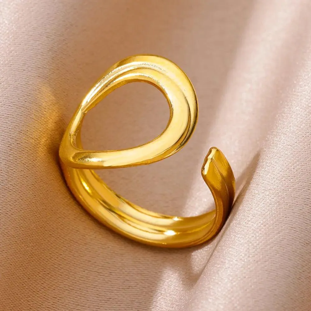 18K Gold Plated Stainless Steel Punk Couple Rings: Trendy Band Jewelry