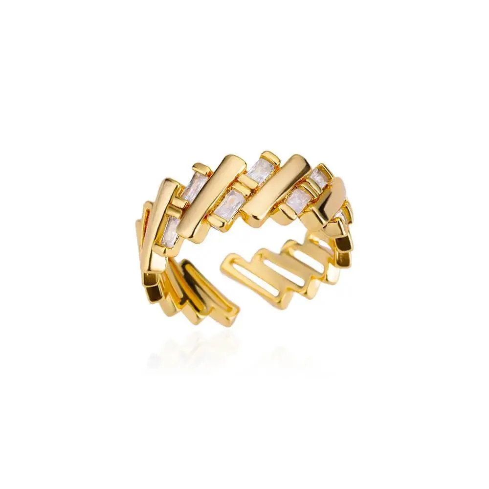 18K Gold Plated Stainless Steel Punk Couple Rings: Trendy Band Jewelry