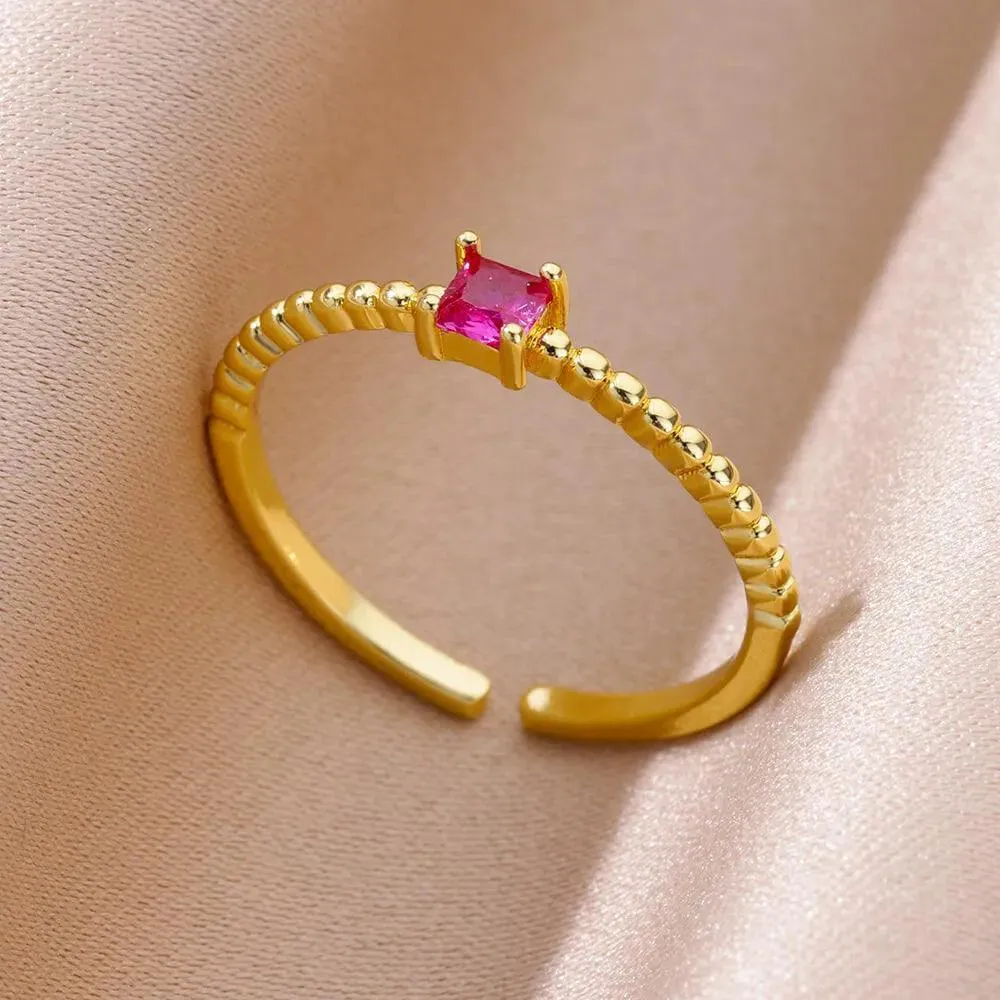 18K Gold Plated Stainless Steel Punk Couple Rings: Trendy Band Jewelry