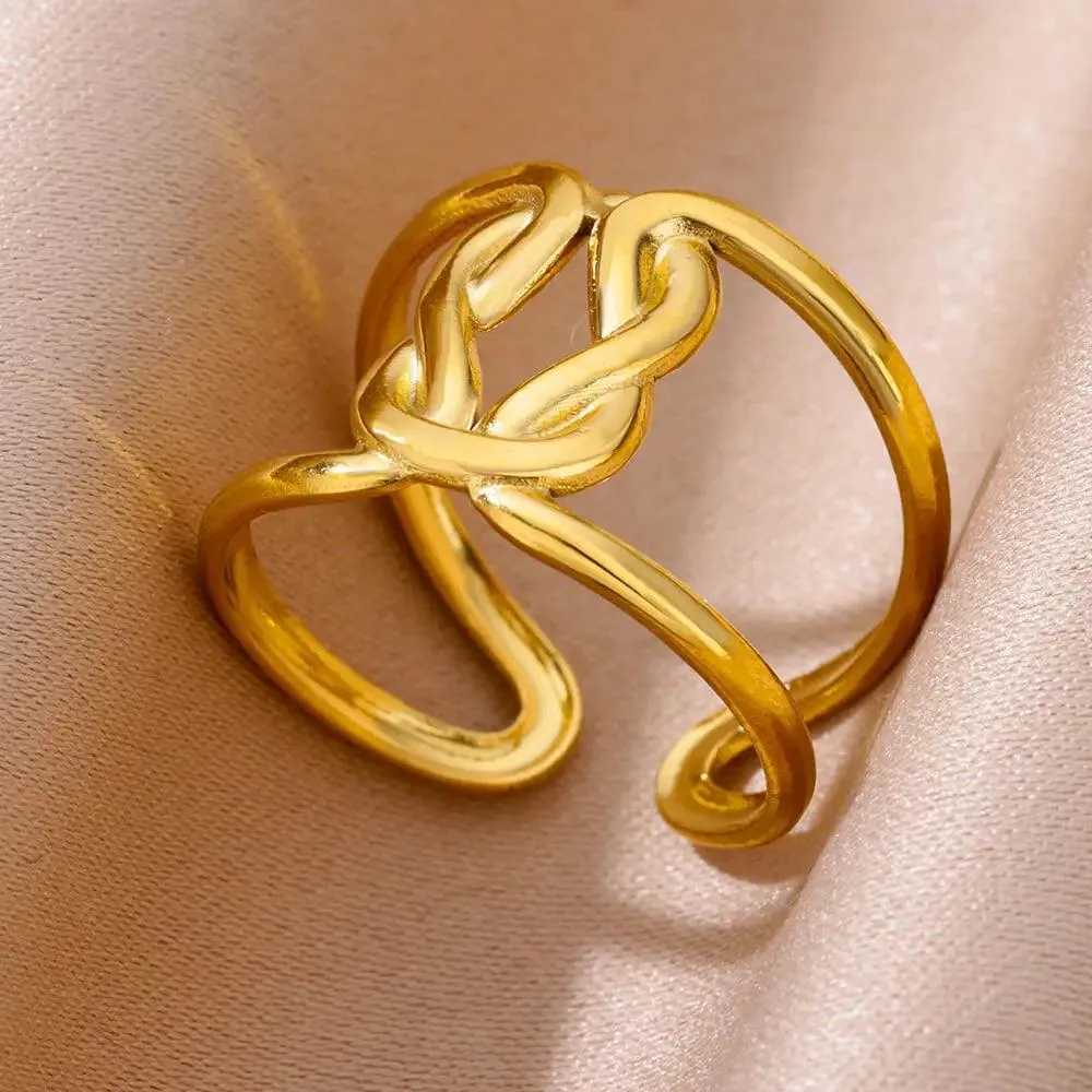 18K Gold Plated Stainless Steel Punk Couple Rings: Trendy Band Jewelry