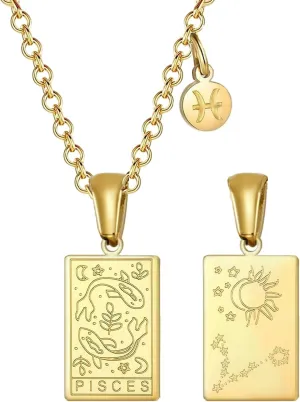 18k Gold Plated Stainless Steel Zodiac Sign Necklaces Astrology Gifts for Women Constellation Pendant Jewelry