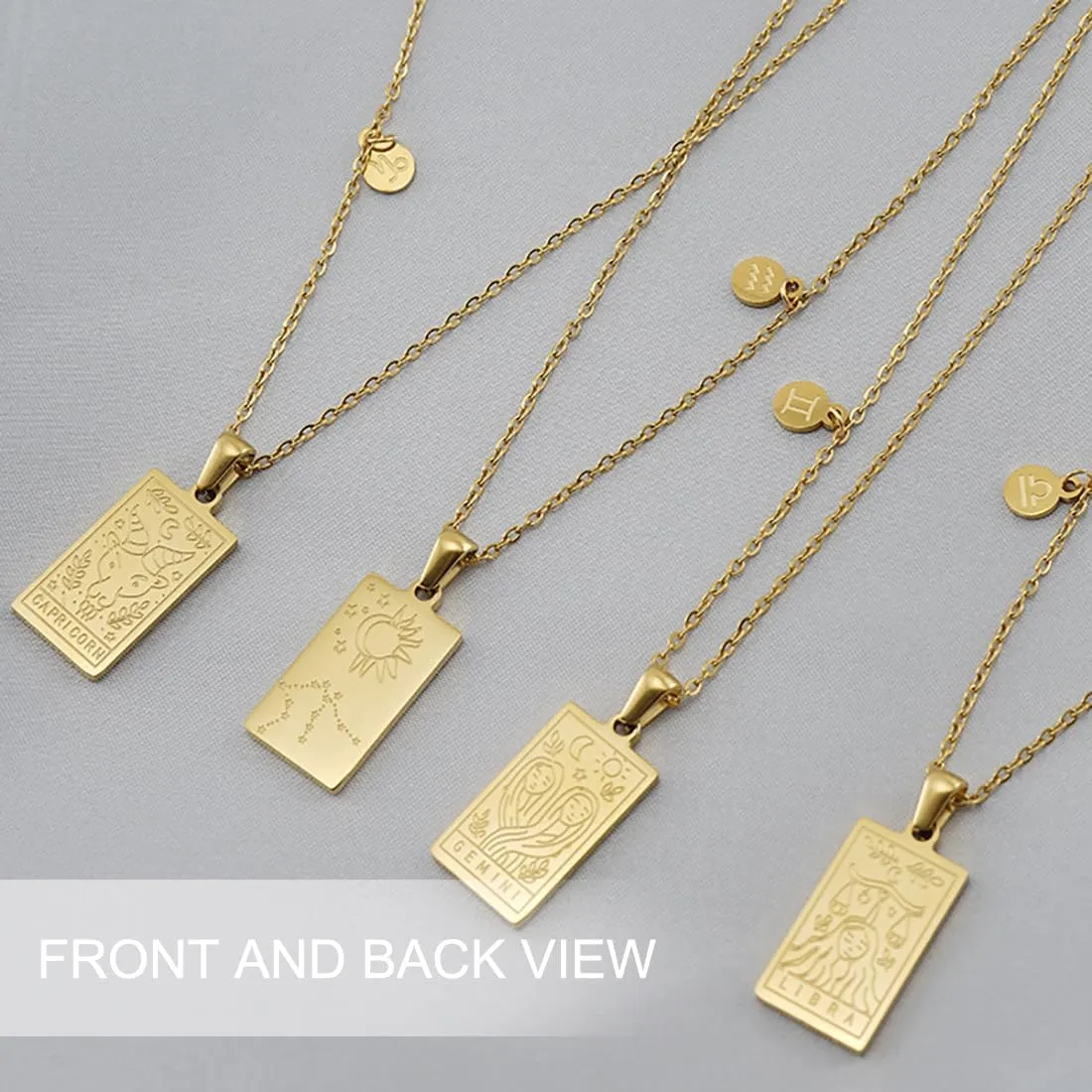 18k Gold Plated Stainless Steel Zodiac Sign Necklaces Astrology Gifts for Women Constellation Pendant Jewelry