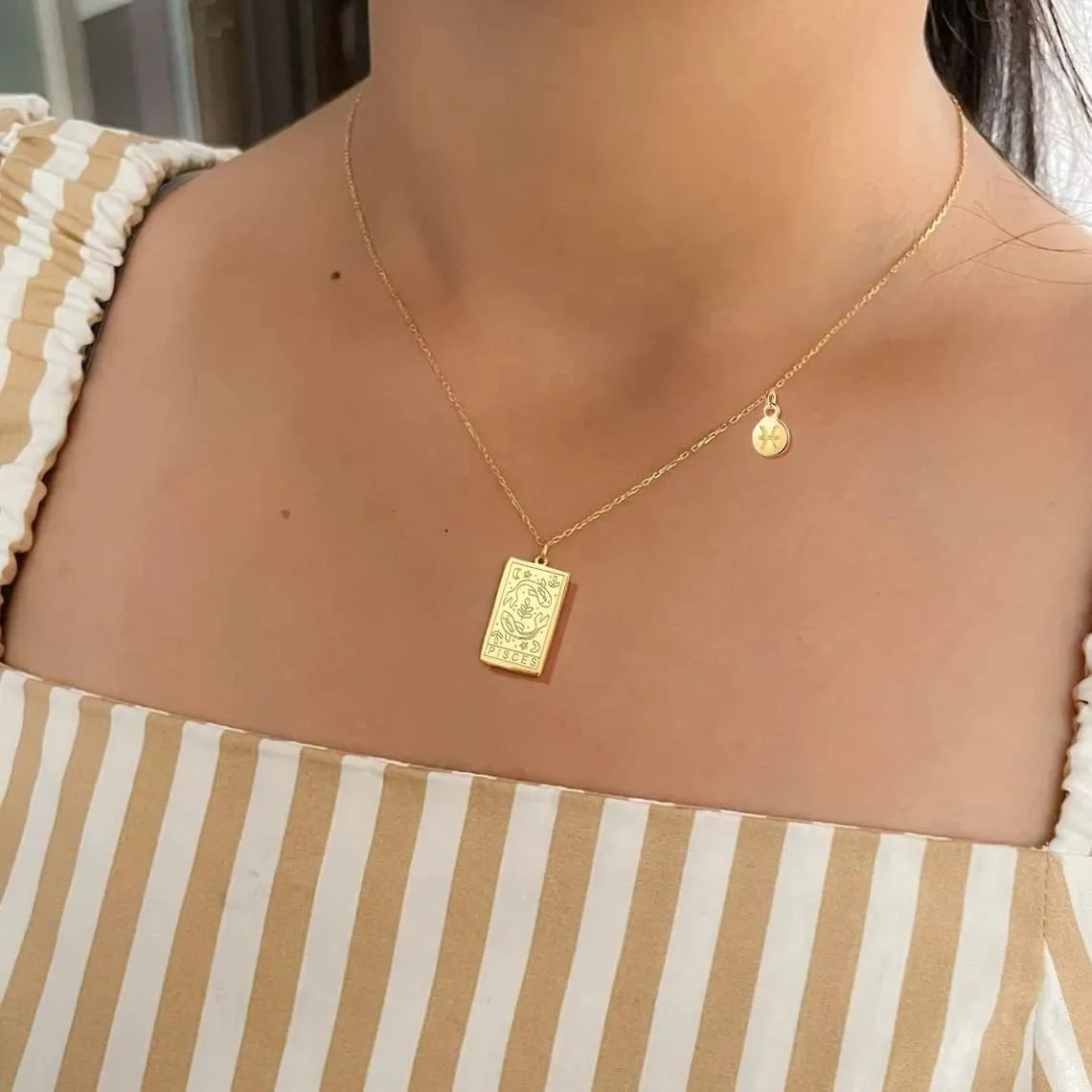 18k Gold Plated Stainless Steel Zodiac Sign Necklaces Astrology Gifts for Women Constellation Pendant Jewelry