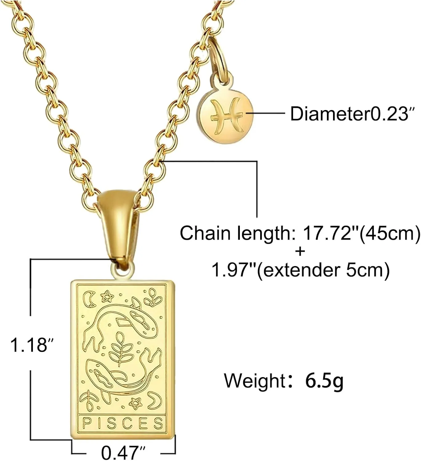 18k Gold Plated Stainless Steel Zodiac Sign Necklaces Astrology Gifts for Women Constellation Pendant Jewelry