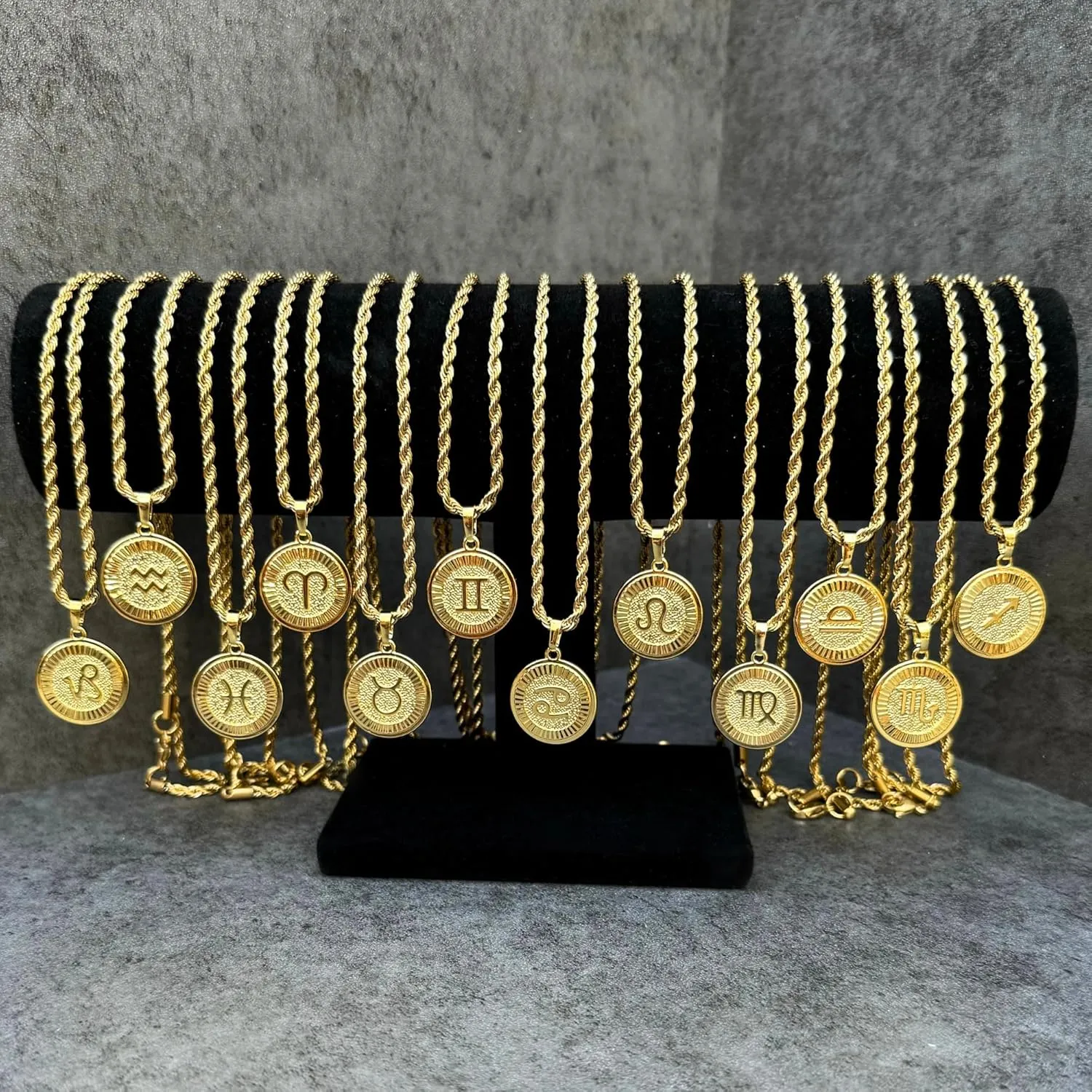 18k Gold Plated Zodiac Necklace & Pendant - Gold Necklace for Women & Men, Tarnish & Water Resistant, Birthday Gifts for Women & Men