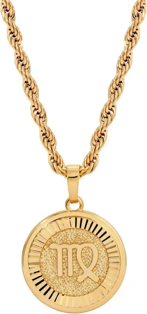 18k Gold Plated Zodiac Necklace & Pendant - Gold Necklace for Women & Men, Tarnish & Water Resistant, Birthday Gifts for Women & Men