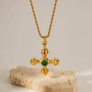 18K Plated Gold Cross Necklace Chunky Cross Necklace Summer Necklaces Vintage Necklace Y2k
