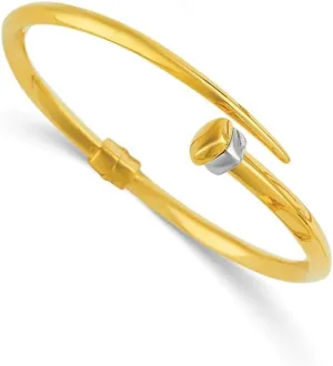 18K Two-tone Gold Polished Bypass Hinged Bangle
