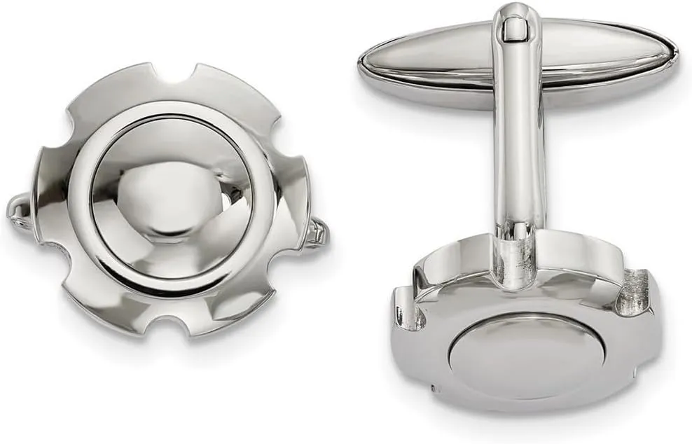 19.15mm Stainless Steel Polished Cuff Links-Cuff Link for Men