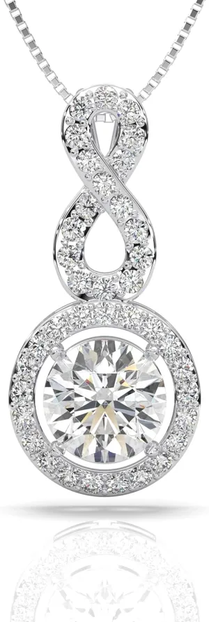 1CT Platinum Plated Moissanite Pendant Necklace Gift for Women Infinity Necklace with Moissanite Diamond Gift for Her wedding Gift for Wife Mother Birthday Gift