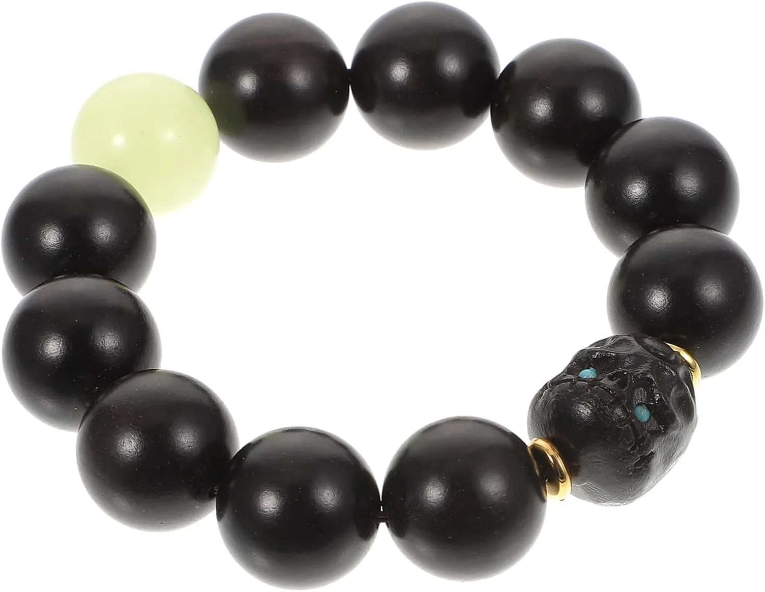 1Pc Creative Black Wood Beads Bracelet with Luminous Buddhist Beads Unique Jewelry for Men and Women Comfortable Wear present for